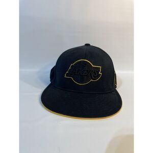 Los Angeles Lakers NBA Adidas Fitted Ball Cap Hat Black Yellow 6 7/8 7 1/4 210